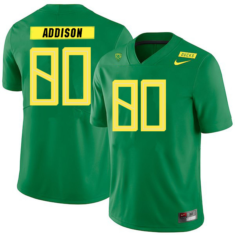 2019 Men #80 Bryan Addison Oregon Ducks College Football Jerseys Sale-Green